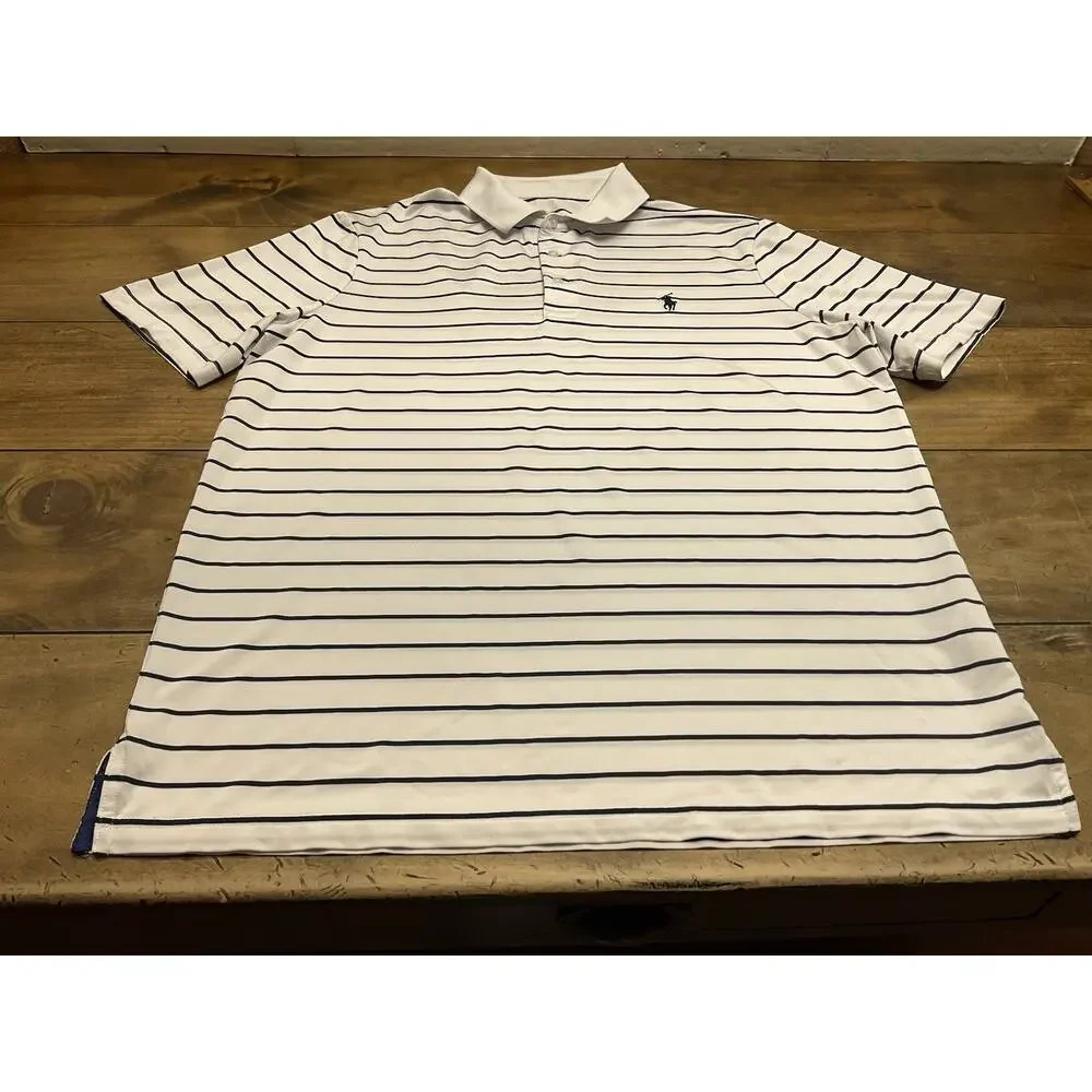 Polo Ralph Lauren Performance Shirt Mens Medium Striped Short Sleeve Stretch